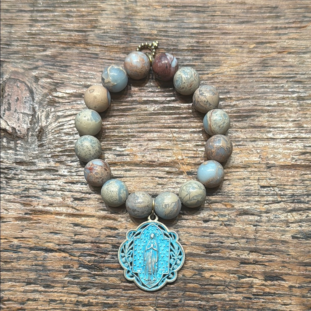 Powerbeads By Jen Brown and Blue Beaded Bracelets with charm.